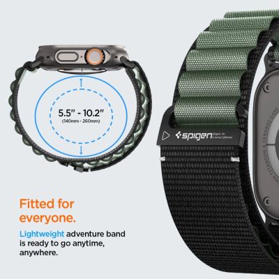12. Pasek Pasek Spigen WBF1 na Apple Watch 44 / 45 / 46 / 49 mm - czarno-zielony