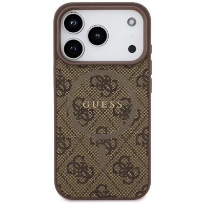3. Etui Guess 4G Ring Classic Logo MagSafe na iPhone 17 Pro - brązowe