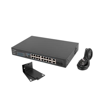 17. LANBERG SWITCH RACK 19" 16X 100MB POE+/2X COMBO GIGABIT 150W NIEZARZĄDZALNY RSFE-16P-2C-150