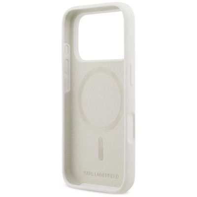 7. Etui Karl Lagerfeld Silicone Karl Sketch & Logo MagSafe na iPhone 17 Pro - białe