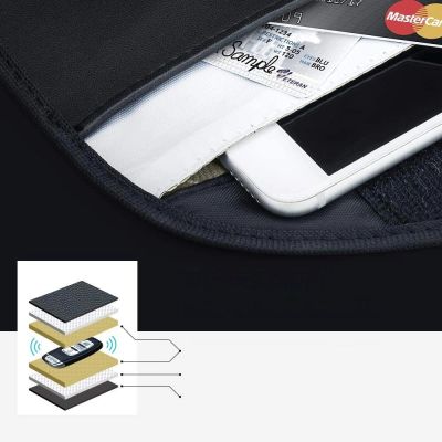 14. Etui antykradzieżowe na klucze samochodowe telefon blokujące fale radiowe Faraday Box klatka Faradaya 20 cm x 11 cm czarny