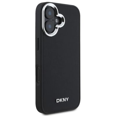 4. Etui DKNY Plain Silver Logo MagSafe na iPhone 16 - czarne