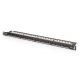 16. Digitus Panel krosowy (patch panel) high density 19'' 24x RJ45, LSA poziom, kat.6, nieekranowany, 0.5U, czarny, prowadnica kabli