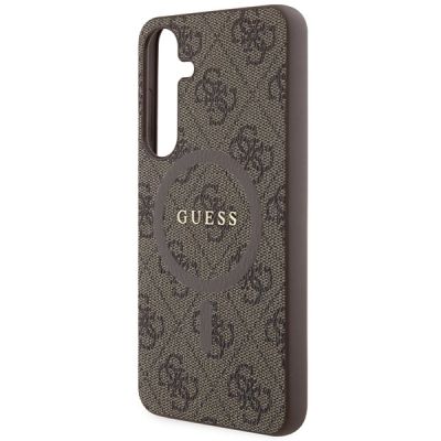 6. Etui Guess 4G Collection Leather Metal Logo MagSafe na Samsung Galaxy S24+ - brązowe