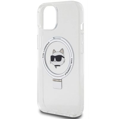 6. Etui Karl Lagerfeld Ring Stand Choupette Head MagSafe do iPhone 15 - białe