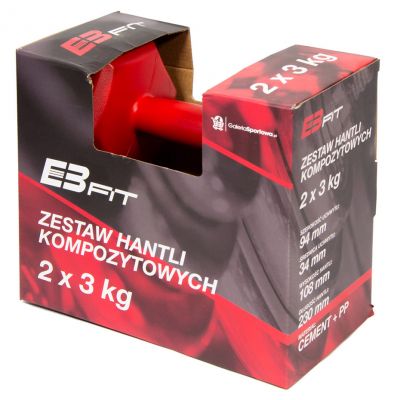 5. Zestaw hantli kompozytowych EB FIT 2x3kg czerwone 1027036