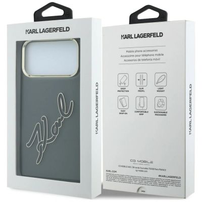 8. Etui Karl Lagerfeld IML Big Signature Resin Metal Frame na iPhone 18 Pro Max / 17 Pro Max - czarne