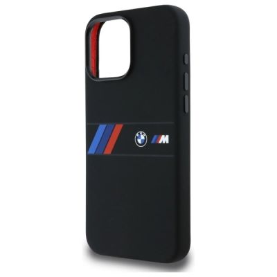 6. Etui BMW Silicone Middle Stripe MagSafe na iPhone 16 Pro Max - czarne
