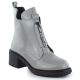 Skórzane botki damskie na klocku lakierowane szare Jezzi 24172-3