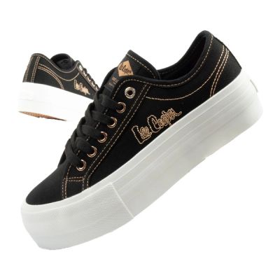 Lee Cooper buty sportowe damskie trampki platforma czarne ze złotym