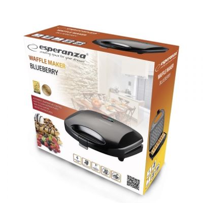 15. Gofrownica Esperanza BLUEBERRY EKT008 (1000W; kolor czarny)