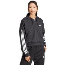 Bluza damska adidas Essentials 3-Stripes French Terry Quarter-Zip Hoodie czarna JN1956