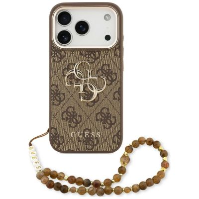 Etui Guess 4G Strap 4G Classic Logo Metal Trims na iPhone 18 Pro / 17 Pro-  brązowe