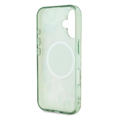 7. Etui Guess IML Flower & Tonal Circle MagSafe na iPhone 16 Plus - zielone