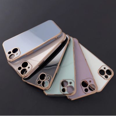 4. Lighting Color Case etui do Samsung Galaxy A73 5G żelowy pokrowiec ze złotą ramką niebieski