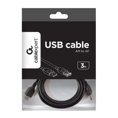 3. Kabel GEMBIRD CCP-USB2-AMAF-10 (USB 2.0 typu A F - USB 2.0 typu A M; 3m; kolor czarny)