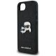 6. Etui Karl Lagerfeld Fixed Glitter Karl&Choupette Heads Metal Pin na iPhone 16e - czarne