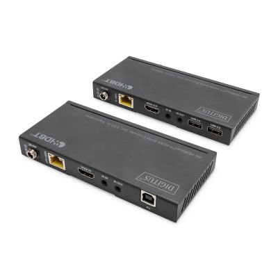12. Extender HDBaseT KVM Zestaw, 150 m, 4K/60Hz, USB 2.0, PoC, IR, czarny