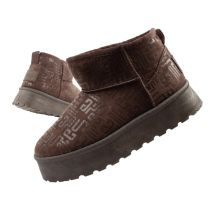 Lee Cooper buty śniegowce damskie zimowe modne futerko ocieplane botki ciemny brąz