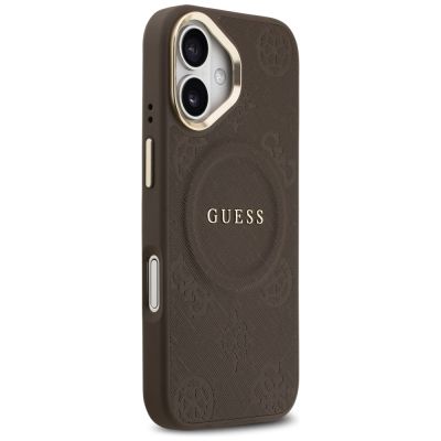 4. Etui Guess Peony Hot Stamp MagSafe na iPhone 17 - brązowe