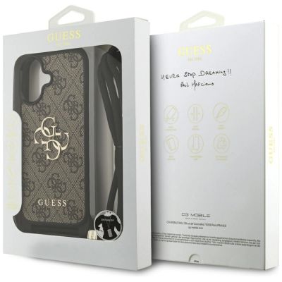7. Etui Guess 4G Big Logo Cord Stap Crossbody na iPhone 17 - brązowe