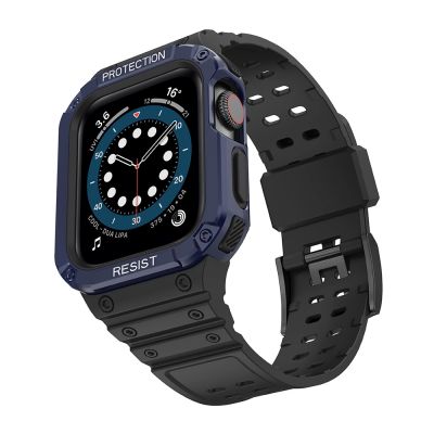 2. Pasek z etui ochronnym Protect Strap Band do Apple Watch 38 / 40 / 41 mm opaska obudowa pancerna - czarny, niebieski
