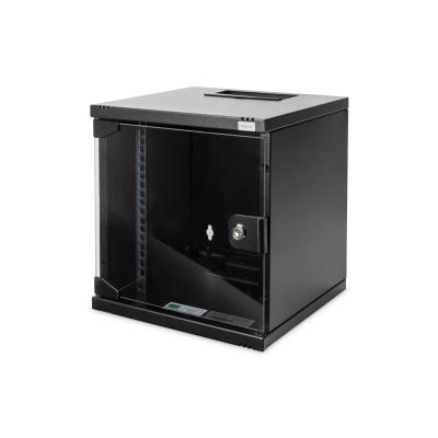 15. Zestaw sieciowy 10": szafa wisząca 6U, półka, listwa zasilająca, 8-port switch, panel kat.6, czarny