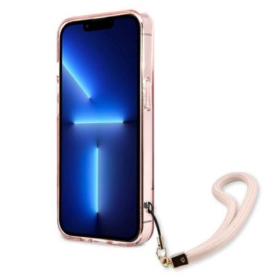 5. Etui Guess Translucent Strap na iPhone 13 Pro / 13 6,1" - różowe