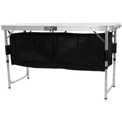 17. STOLIK TURYSTYCZNY SKŁADANY KEMPINGOWY 120x47x70/62/54CM Z SZAFĄ 33X30X36CM