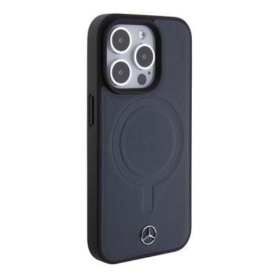 4. Etui Mercedes Smooth Leather MagSafe na iPhone 15 Pro - granatowe