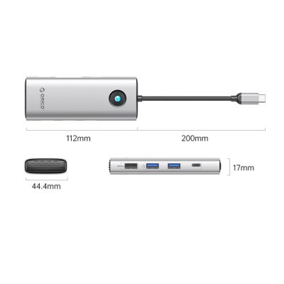 2. Stacja dokująca USB-C Orico PW11 8w1 2x USB-A 3.0 1x USB-A 2.0 1x USB-C 3.0 1x USB-C PD 100 W 1x HDMI 4K 60Hz 1x VGA 1080P 60Hz 1x RJ45 Gigabit Ethernet - srebrna