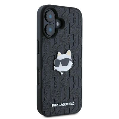 4. Etui Karl Lagerfeld Monogram Choupette Head Pin na iPhone 16 - czarne