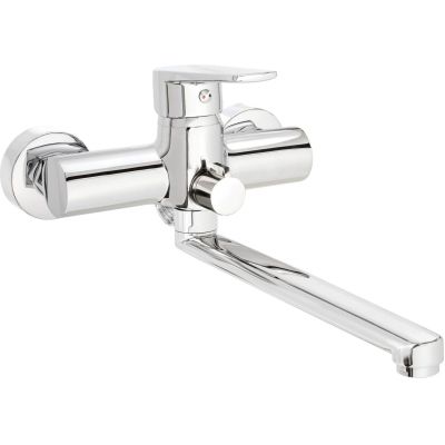 Bateria umywalkowo-wannowa ścienna z wydłużoną wylewką - podłączenie na wąż BUT_056M 5907650812852