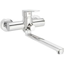 Bateria umywalkowo-wannowa ścienna z wydłużoną wylewką - podłączenie na wąż BUT_056M 5907650812852
