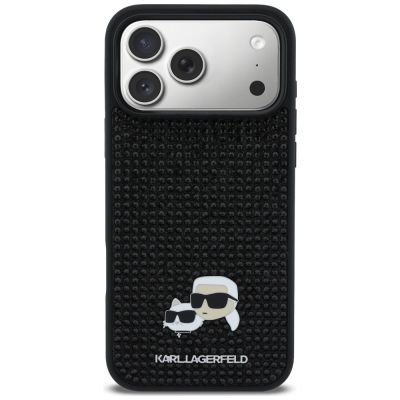 3. Etui Karl Lagerfeld Rhinestones Karl&Choupette Pin na iPhone 17 Pro Max - czarne