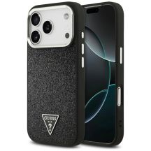 Etui Guess Glitter Triangle Logo MagSafe na iPhone 17 Pro - czarne