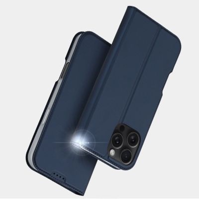13. Etui Dux Ducis Skin Pro na iPhone 16 Pro Max z klapką i miejscem na kartę - niebieskie