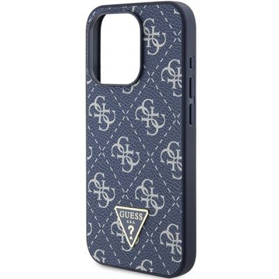 6. Etui Guess 4G Triangle Metal Logo na iPhone 15 Pro - niebieskie