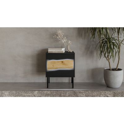 7. Szafka nocna 2szt INSERTO 50x40x61,5 czarny + LED