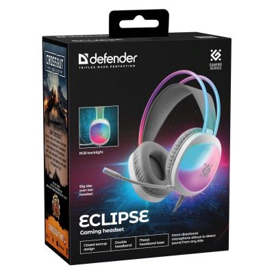 11. DEFENDER SŁUCHAWKI Z MIKROFONEM ECLIPSE RGB BIAŁE 62440