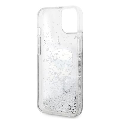 7. Etui Karl Lagerfeld Glitter Karl's Head na iPhone 14 Plus - srebrne