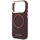 6. Etui Guess Ring Stand 360 Grained Classic Logo MagSafe na iPhone 18 Pro / 17 Pro - burgundowe