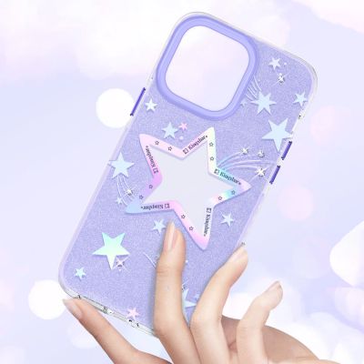 5. Kingxbar Heart Star Series etui iPhone 14 Plus etui w gwiazdki purple star