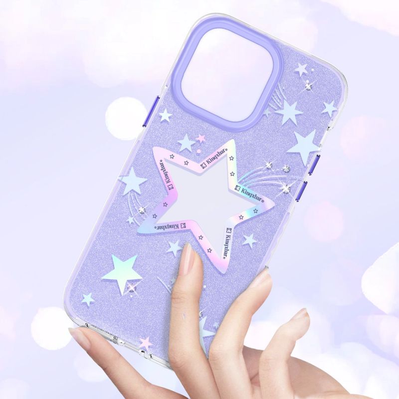 5. Kingxbar Heart Star Series etui iPhone 14 Plus etui w gwiazdki purple star