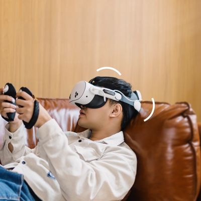 5. Pasek na głowę z baterią BoboVR E3 Pro do Meta Quest 3 i 3S - biało-czarny