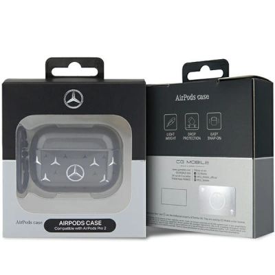 4. Etui Mercedes Large Star Pattern na AirPods Pro 2 (2022/2023) - czarne