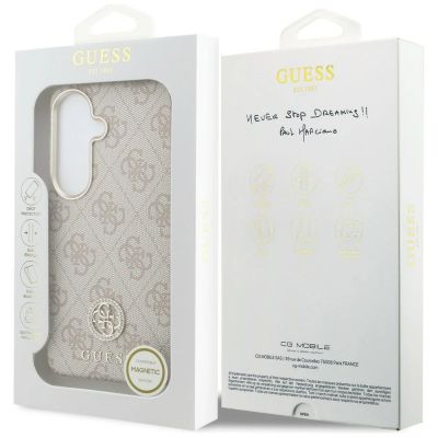 8. Etui Guess 4G Rhinestone Round Logo MagSafe na Samsung Galaxy S26 - różowe
