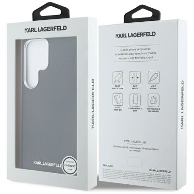8. Etui Karl Lagerfeld Saffiano Full Wrapped Elongated Metal Logo MagSafe na Samsung Galaxy S25 Ultra - czarne