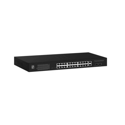 2. Przełącznik LevelOne WebSmart/GB PoE 28-portowy 19" 375W 1Gbps