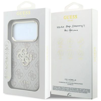 8. Etui Guess 4G & Big Strass Logo na iPhone 17 Pro / 18 Pro - różowe